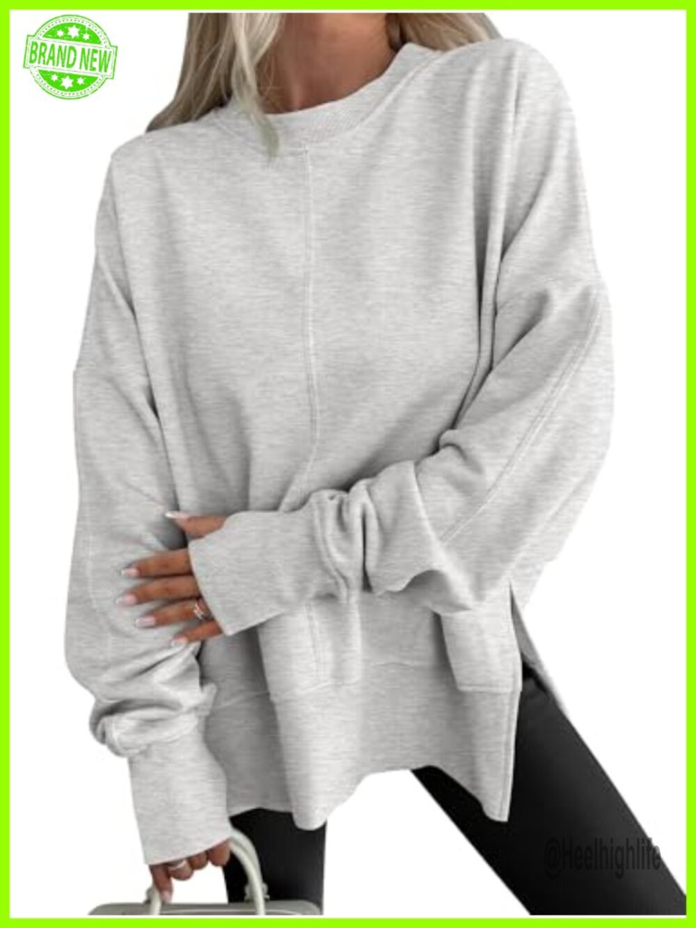 Oversized Sweatshirt with Thumbhole Pullover Crew Neck Long Sleeve Casual